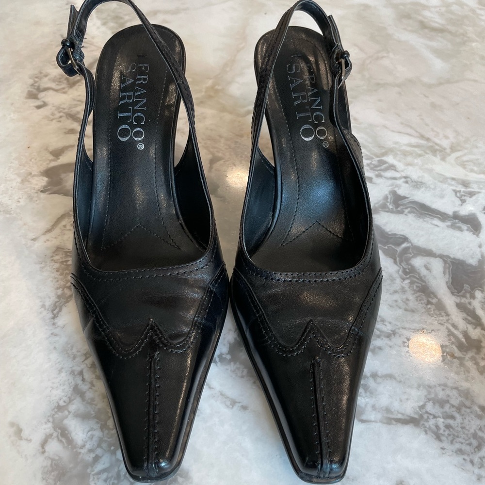 Franco Sarto Hopper Black Leather Heels